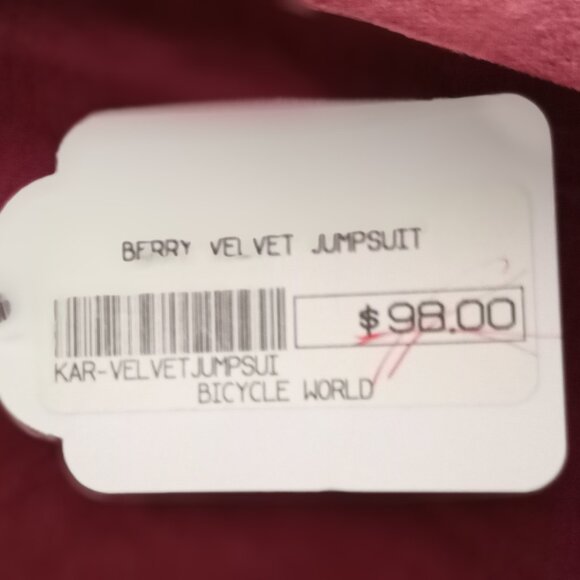 'KARLIE' Velvet Jumpsuit Size S Berry NWT - Picture 5 of 16